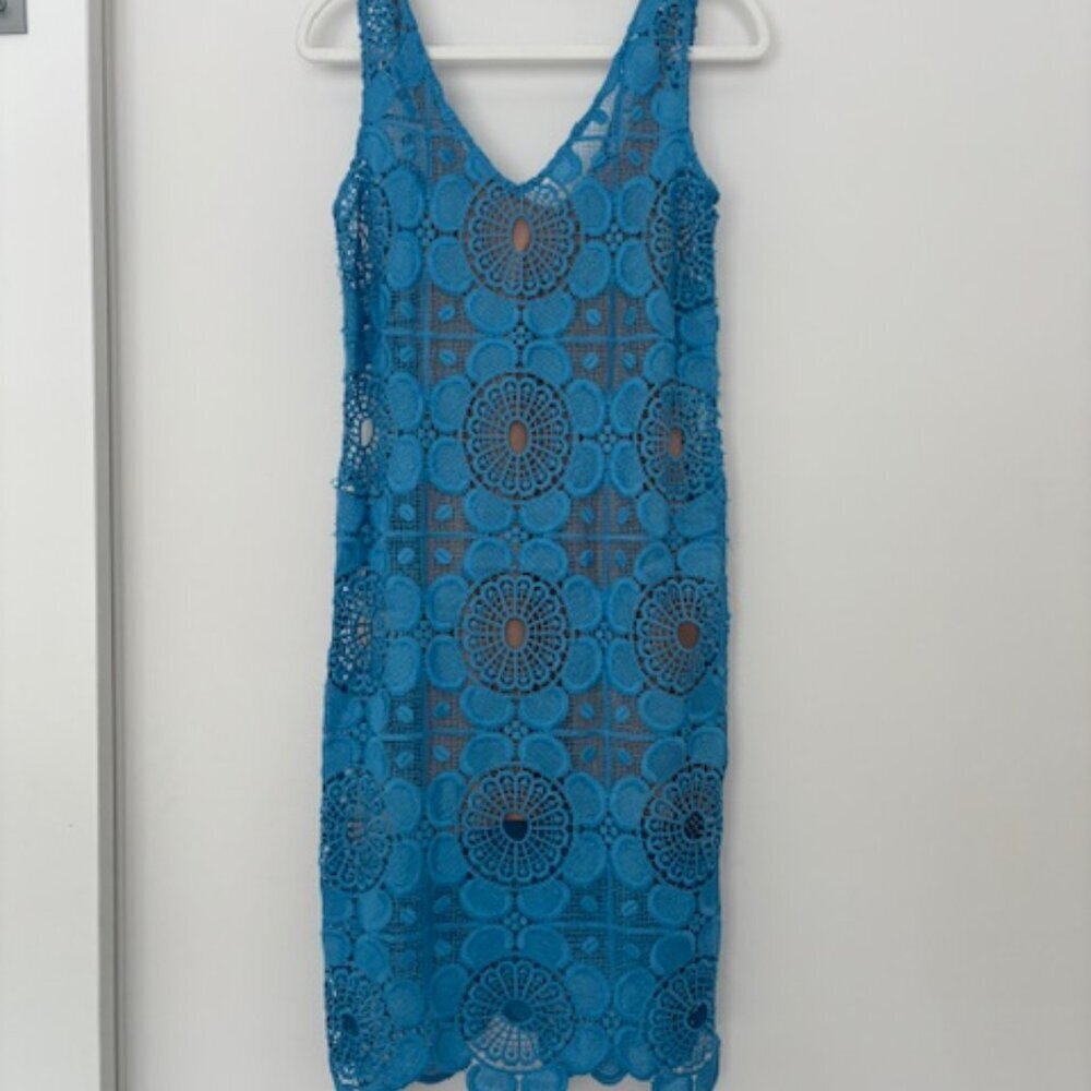 Anthropologie Tracy Reese Deconstructed Shift Lace dress in casual blue
